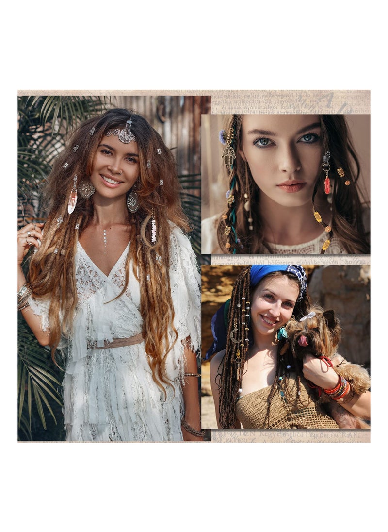 SYOSI 150 Pieces Dreadlock Jewelry Crystal Wire Wrapped Loc Adornment Assorted Imitation Wood Beads Braid Accessories Hair Jewels for Braids Hair Cuffs Decorations for Women Girl  - Image 2