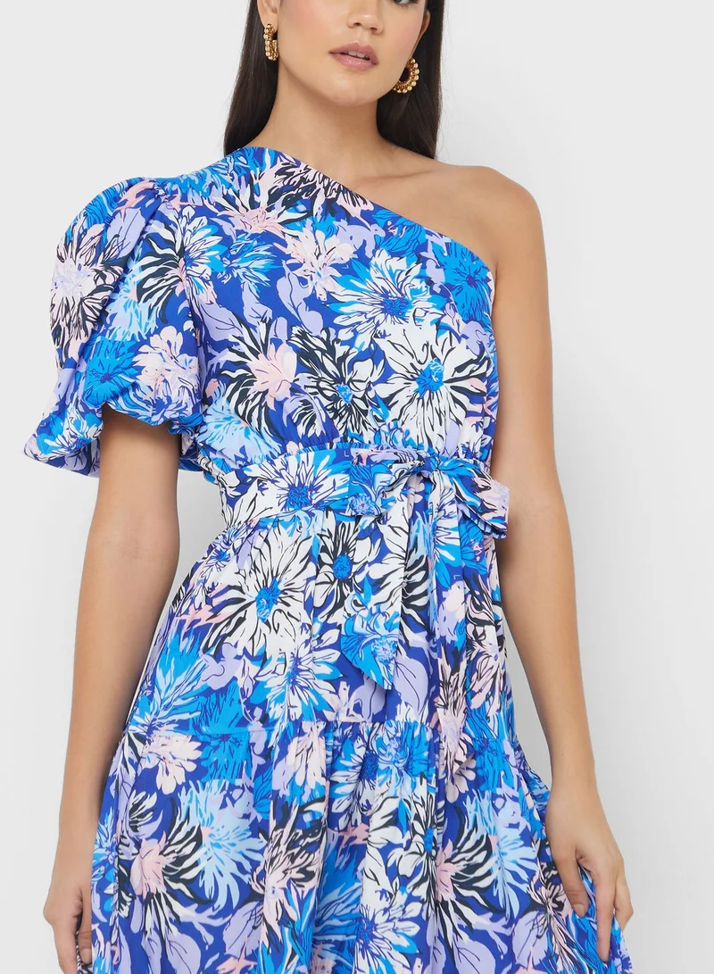 ELLA Floral One-Shoulder Dress