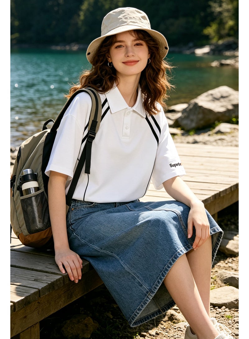 سوبر دراي Superdry Shoulder-inserted parallel bars short-sleeved Polo men's and women's summer beaded cotton sports casual tops - Image 2