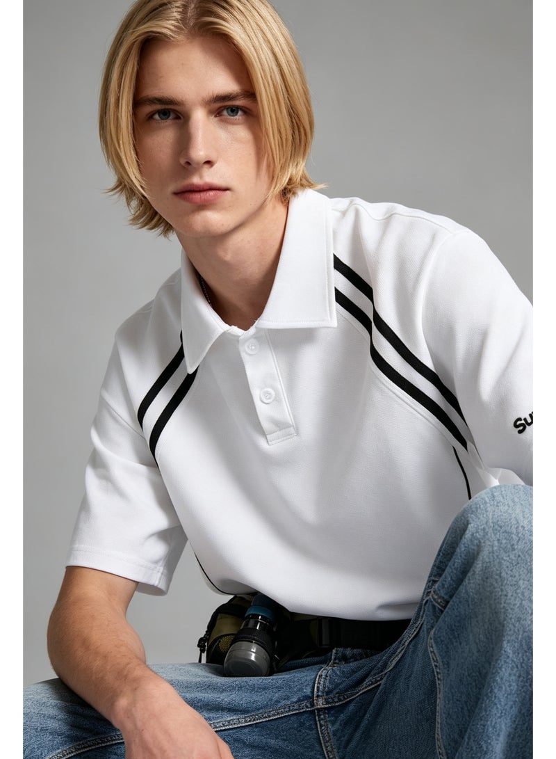سوبر دراي Superdry Shoulder-inserted parallel bars short-sleeved Polo men's and women's summer beaded cotton sports casual tops - Image 5