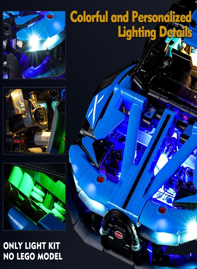 VONADO LED Light Kit Compatible with Lego Bugatti Bolide Agile Blue, Remote Control Lighting Compatible with Lego Bugatti 42162 Building Set (No Model,ONLY Light) - Image 2