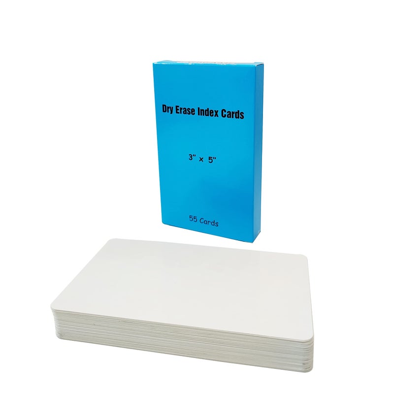 IMAGAME Dry Erase Index Cards, 3â€ x 5â€, 55pcs Laminated Cards, Both Sides Blank, Reusable Dry Erase Note Cards for School, Office, Home, to Do Lists, Multipurpose Index Card Sheets - Image 1