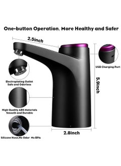 HOME 4 YOU Water Bottle Pump 5 Gallon Water Dispenser Water Pump for 5 Gallon Jug USB Charging Automatic Drinking Water Dispenser Pump Portable Electric Water Dispenser for 2-5 Gallon Bottle Black  - Image 2