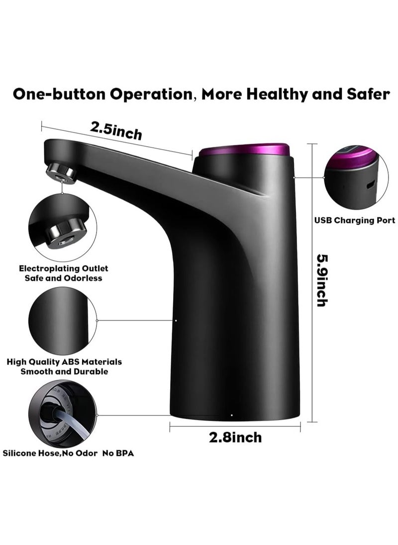HOME 4 YOU - Water Bottle Pump 5 Gallon Water Dispenser Water Pump for 5 Gallon Jug USB Charging Automatic Drinking Water Dispenser Pump Portable Electric Water Dispenser for 2-5 Gallon Bottle Black - Image 1