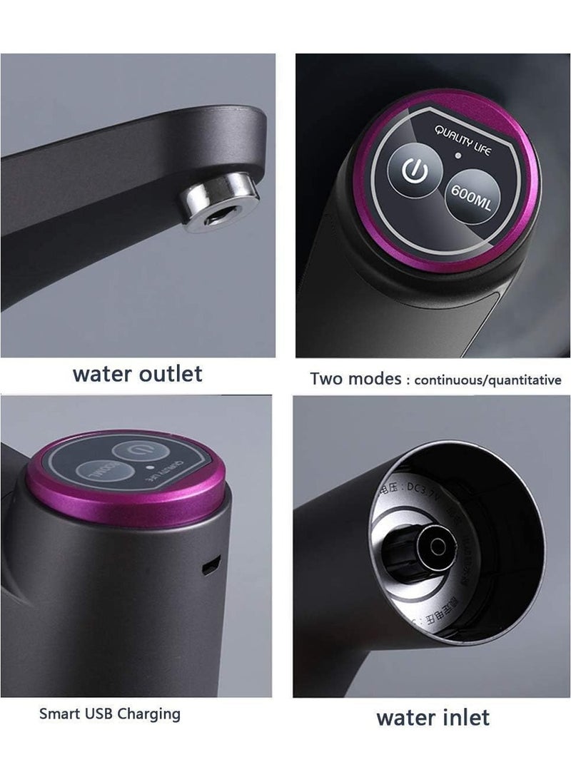 HOME 4 YOU - Water Bottle Pump 5 Gallon Water Dispenser Water Pump for 5 Gallon Jug USB Charging Automatic Drinking Water Dispenser Pump Portable Electric Water Dispenser for 2-5 Gallon Bottle Black - Image 1