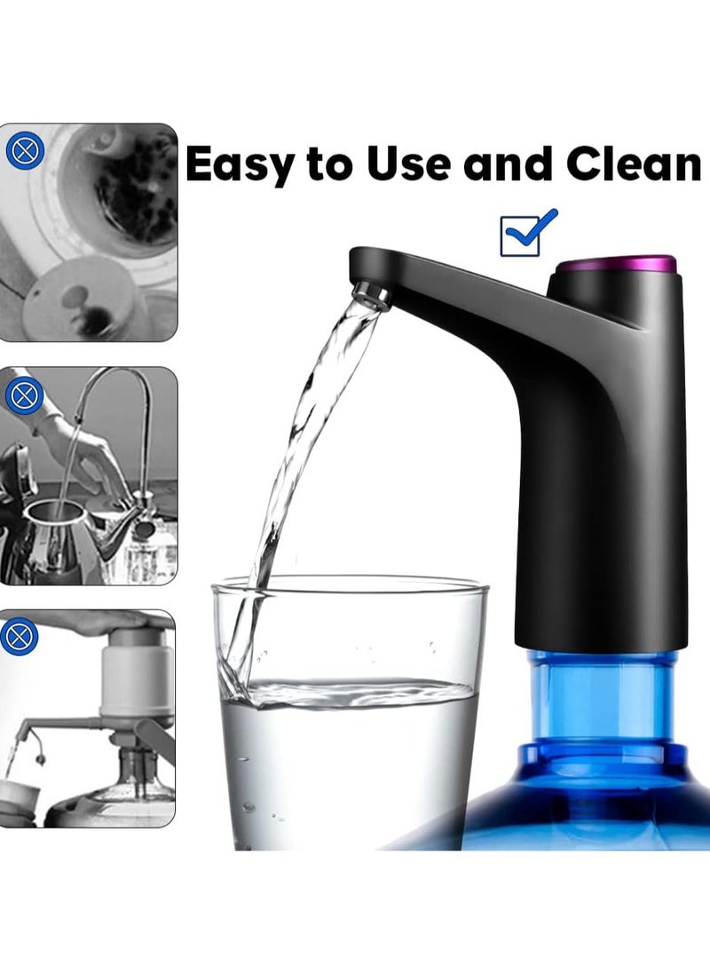 HOME 4 YOU - Water Bottle Pump 5 Gallon Water Dispenser Water Pump for 5 Gallon Jug USB Charging Automatic Drinking Water Dispenser Pump Portable Electric Water Dispenser for 2-5 Gallon Bottle Black - Image 1