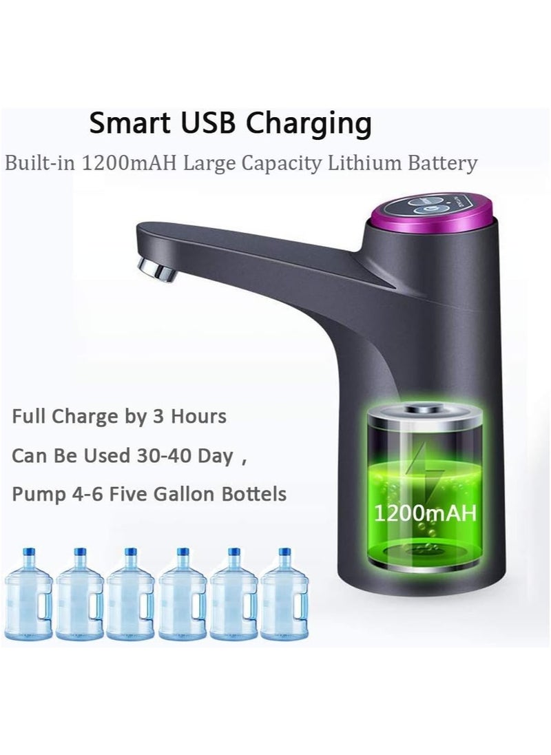 HOME 4 YOU - Water Bottle Pump 5 Gallon Water Dispenser Water Pump for 5 Gallon Jug USB Charging Automatic Drinking Water Dispenser Pump Portable Electric Water Dispenser for 2-5 Gallon Bottle Black - Image 1