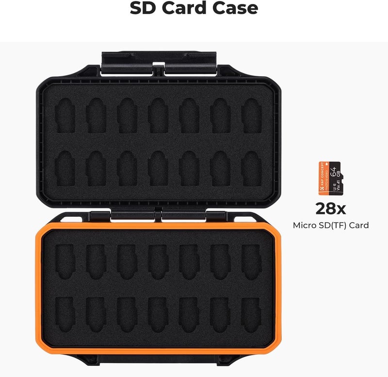 حامل بطاقات Micro SD من K&F Concept سعة 28 فتحة، حقيبة بطاقات ذاكرة محمولة لـ 28 بطاقة Micro SD SDXC SDHC TF، مقاومة للماء والصدمات، منظم صندوق بطاقات Micro SD - Image 2