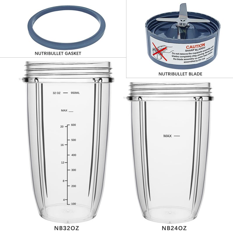 PODCAY Blender Replacement Parts for Nutribullet, 32oz & 24oz Cups with Replacement Extractor Blade, Compatible with Nutri Bullet 600W/900W Pro Blenders (3 PCS) - Image 2
