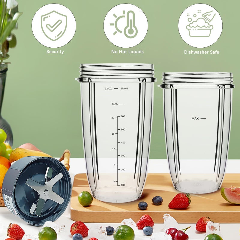 PODCAY Blender Replacement Parts for Nutribullet, 32oz & 24oz Cups with Replacement Extractor Blade, Compatible with Nutri Bullet 600W/900W Pro Blenders (3 PCS) - Image 3