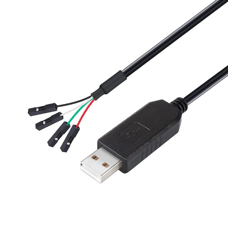 D-tech USB to TTL Serial 3.3V Adapter Cable TX RX Signal 4 Pin 0.1 inch Pitch Female Socket PL2303 Prolific Chip Windows 10 8 7 XP Vista -1.8M - Image 1
