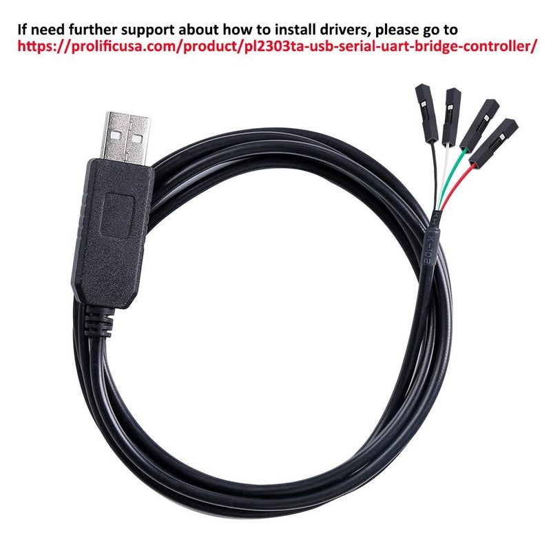 D-tech USB to TTL Serial 3.3V Adapter Cable TX RX Signal 4 Pin 0.1 inch Pitch Female Socket PL2303 Prolific Chip Windows 10 8 7 XP Vista -1.8M - Image 2