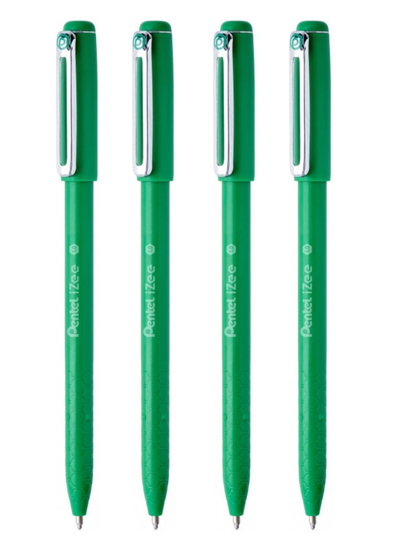 Pentel قلم حبر جاف إيزى 4 قطع رأس 1.0 مم حبر أخضر - Image 1
