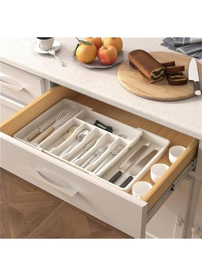 Silverware Drawer Organizer,Expandable Utensil Tray for Kitchen,Adjustable Utensil Organizer,Cutlery Drawer Organizer for Forks,Knives,Multipurpose Kitchen Organizers and Storage (White) - pzsku/ZA13486A54B75ABA7FEA7Z/45/_/1725257729/f5d58df6-bf34-4711-8c2c-7efc8ee6fe55