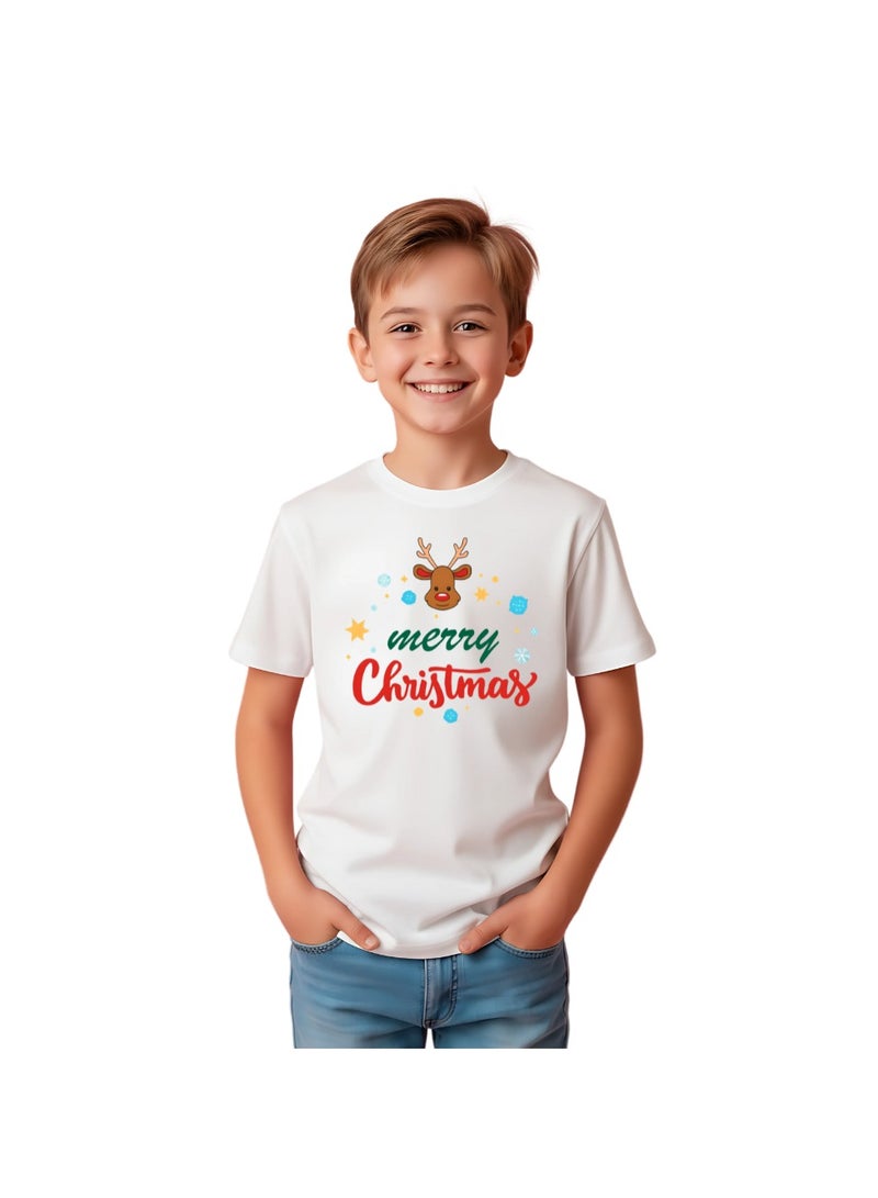 برينت شوب فور مي تي شيرت عيد ميلاد سعيد للأطفال - تي شيرت قطني بأكمام قصيرة للجنسين ورقبة دائرية - ملابس للعطلات للأولاد والبنات - تي شيرت ناعم ومريح للحفلات - Image 1