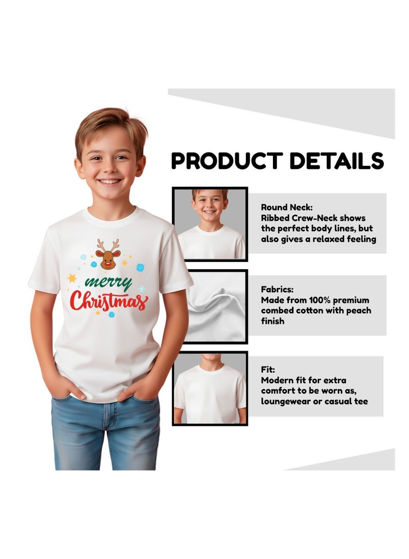 برينت شوب فور مي تي شيرت عيد ميلاد سعيد للأطفال - تي شيرت قطني بأكمام قصيرة للجنسين ورقبة دائرية - ملابس للعطلات للأولاد والبنات - تي شيرت ناعم ومريح للحفلات - Image 5