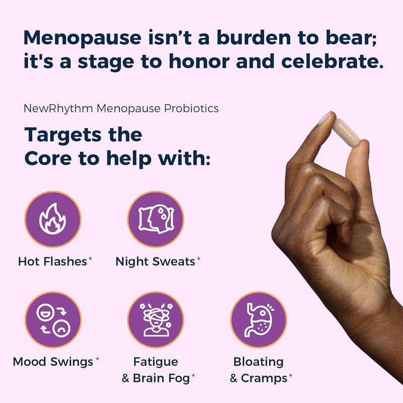 NewRhythm Menopause Probiotics for Women 7in1 Relief Prebiotics Black Cohosh TransResveratrol Chasteberry Red Clover Dong Quai Hot Flashes Night Sweats No Soy No Estrogen 30 Ct - Image 4