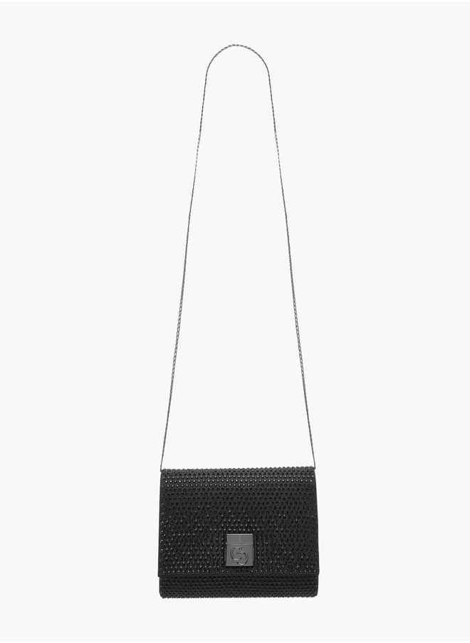 Celeste Women Embellished Crossbody Bag with Button Closure and Chain Strap  - Image 2