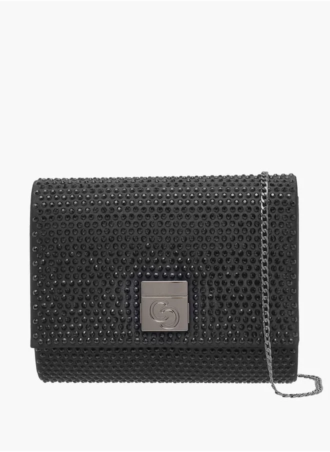 Celeste Women Embellished Crossbody Bag with Button Closure and Chain Strap Ramadan Collection