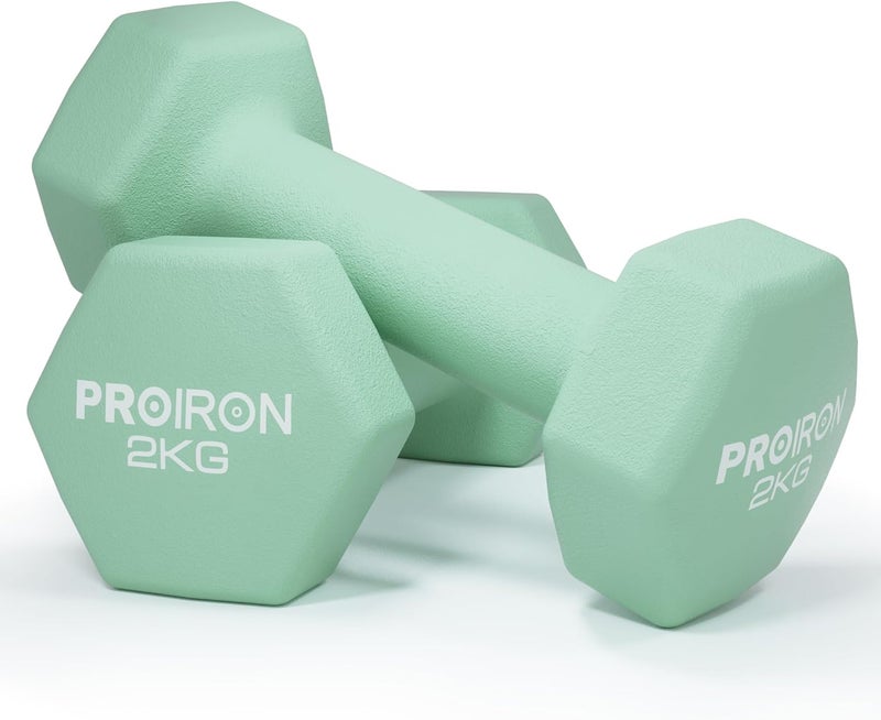PROIRON مجموعة دمبل هكس نيونبرين - 2x2KG - Image 1