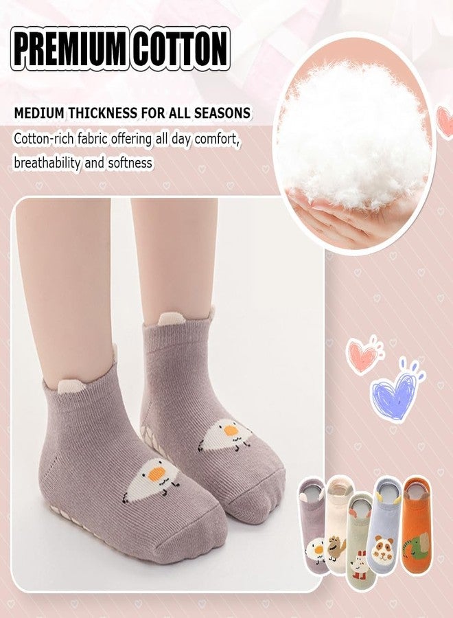 ZIVSA Antislip Socks for New Born Baby, Non Slip Grip Ankle Socks with Non Skid Soles Infants Socks for Toddler Baby Girls Boys 12-36 Months Baby Shower Gifts(5 Pairs Baby Socks) - Image 3