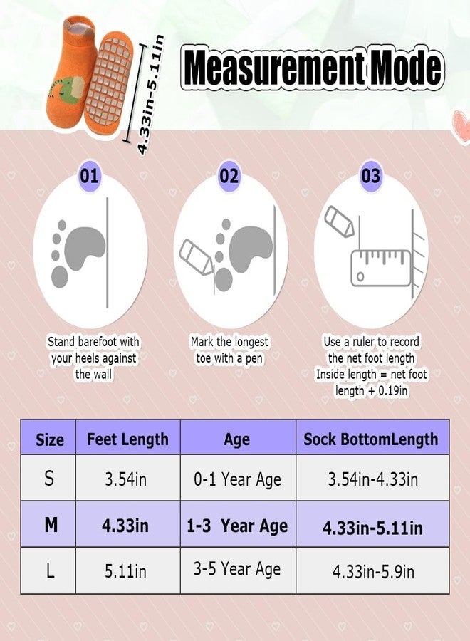 ZIVSA Antislip Socks for New Born Baby, Non Slip Grip Ankle Socks with Non Skid Soles Infants Socks for Toddler Baby Girls Boys 12-36 Months Baby Shower Gifts(5 Pairs Baby Socks) - Image 4