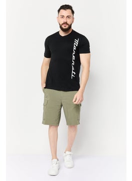 Maserati Men Crew Neck Short Sleeves Brand Logo T-Shirt, Black  - Image 2