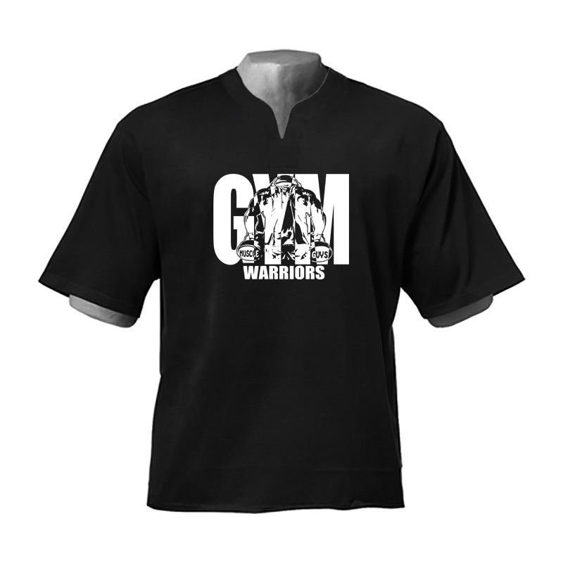 Fitness muscle fashion brand GYM printed short sleeve outdoor training basketball loose cotton sports leisure T-shirt foreign trade - Image 1
