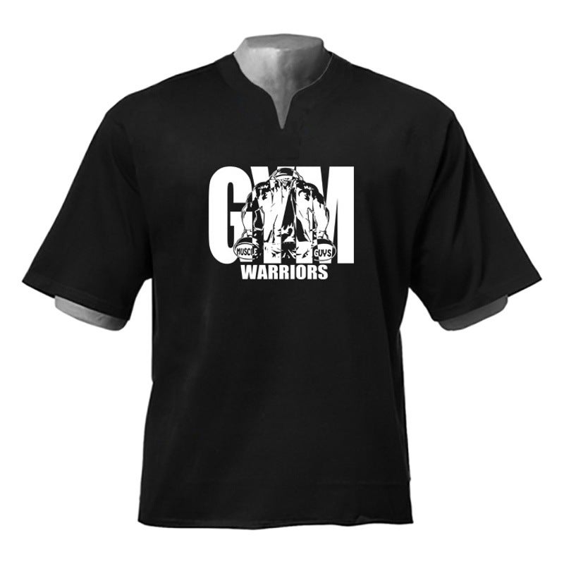 Fitness muscle fashion brand GYM printed short sleeve outdoor training basketball loose cotton sports leisure T-shirt foreign trade - Image 2