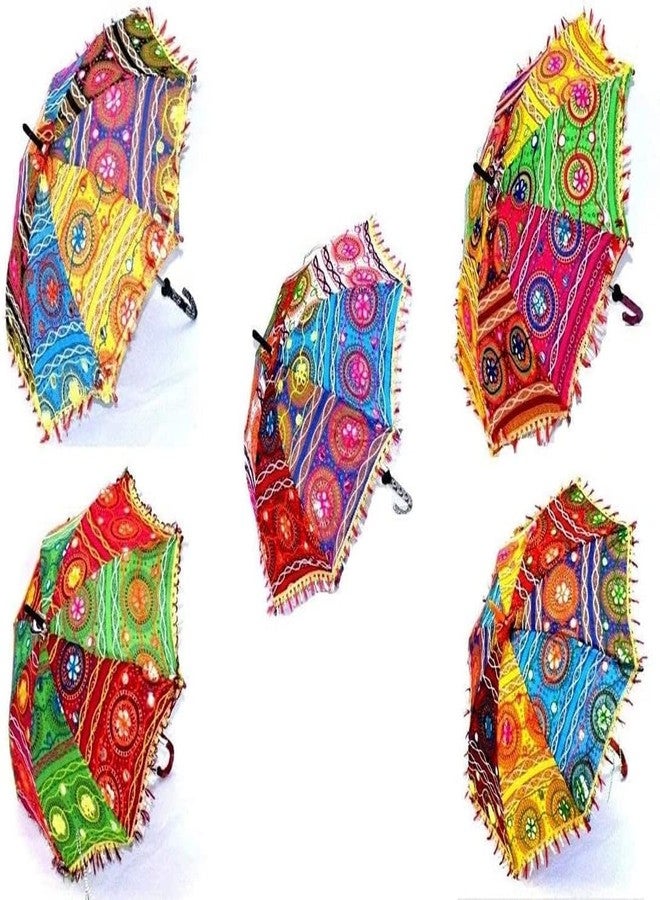 EXEMARTZ (Pack of 2) Traditional Rajasthani Embroidered Umbrellas - Handmade Ethnic Parasols for Wedding Decor, Navratri Garba, Festivals & Couple's Photo Backdrops - Image 1