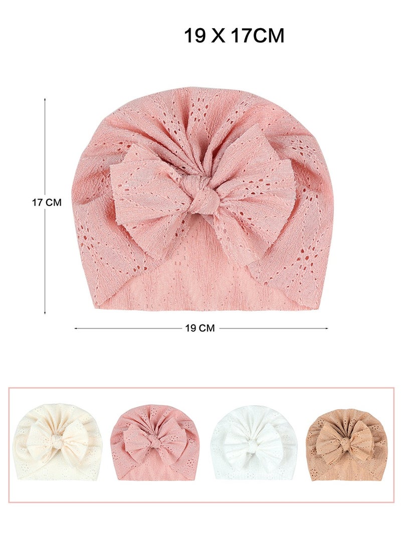 Beirui Baby Head Wrap Hat, Photography Props Accessories, Breathable Soft Big Bow Hat, Baby Girl Toddler Hat Children's Cute Toddler Hat 4Pack  - Image 2