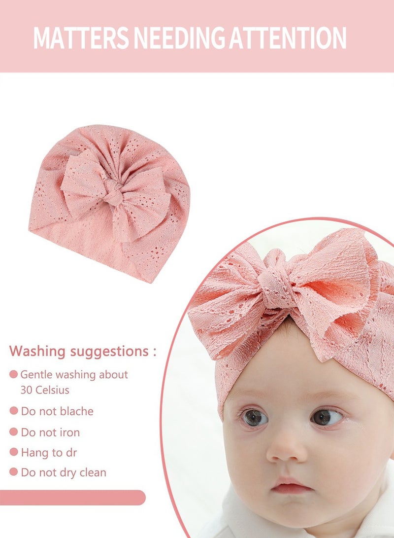 Beirui Baby Head Wrap Hat, Photography Props Accessories, Breathable Soft Big Bow Hat, Baby Girl Toddler Hat Children's Cute Toddler Hat 4Pack  - Image 5