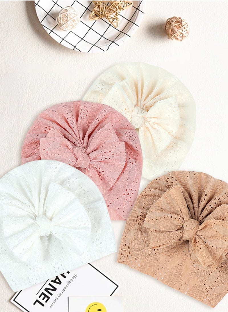 Beirui Baby Head Wrap Hat, Photography Props Accessories, Breathable Soft Big Bow Hat, Baby Girl Toddler Hat Children's Cute Toddler Hat 4Pack  - Image 3