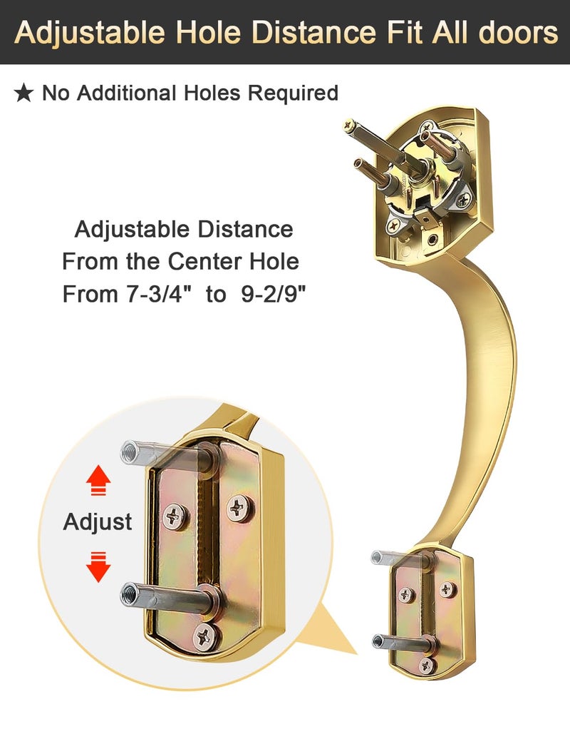 Tinewa Gold Camelot Trim Lower Half Handleset, Upgated Entry Door Handle with Accent Wave Door Lever, Gold Front Door Handleset, Interior Left Handed Lever - Image 3