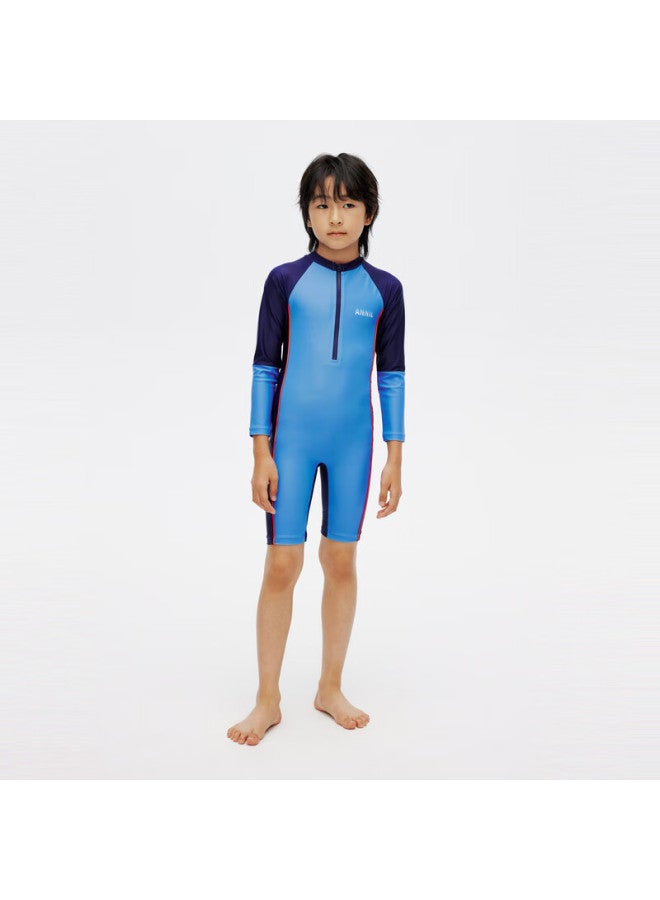 Annil Kids' Uni One-piece Swimsuit Set Summer Paradise Blue 160 - Image 3