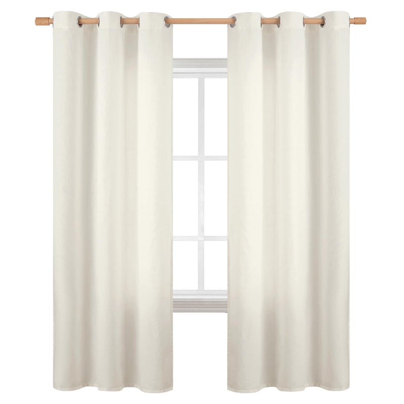 BGment الستائر المريلة 72 بوصة طولها لغرفة المعيشة ستائر الكتان الكتان الخيش الخشن مصححة سميكة تصفية الخصوصية الستائر النافذة الستار لغرفة النوم 2 لوحات 42 × 72 بوصة العاج - Image 1