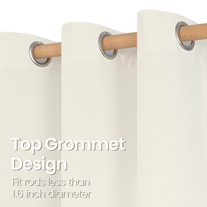 BGment الستائر المريلة 72 بوصة طولها لغرفة المعيشة ستائر الكتان الكتان الخيش الخشن مصححة سميكة تصفية الخصوصية الستائر النافذة الستار لغرفة النوم 2 لوحات 42 × 72 بوصة العاج - Image 5