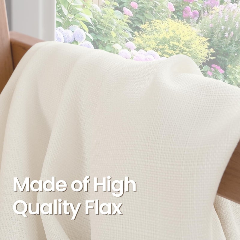 BGment الستائر المريلة 72 بوصة طولها لغرفة المعيشة ستائر الكتان الكتان الخيش الخشن مصححة سميكة تصفية الخصوصية الستائر النافذة الستار لغرفة النوم 2 لوحات 42 × 72 بوصة العاج - Image 4