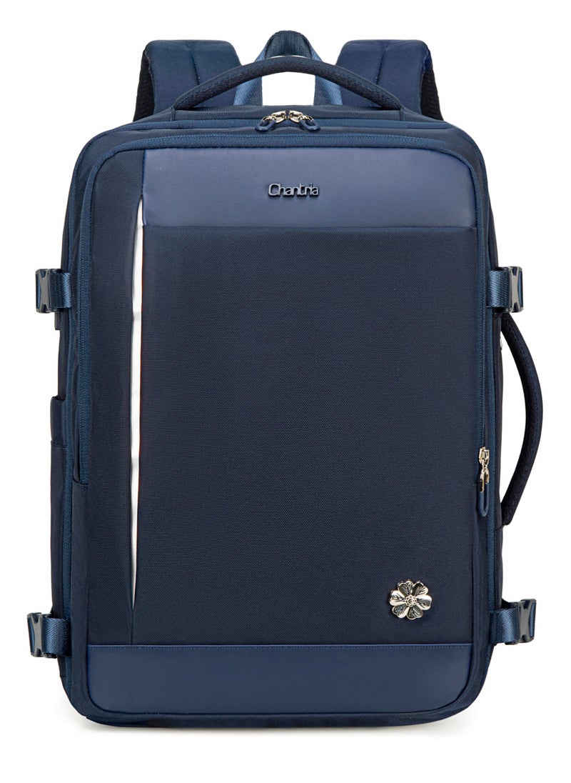 Chantria Expandable Premium Travel Backpack Water Resistant Multifunctional Backpack with Built in USB port and Headphone Jack for Women, CB00606- Blue  - Image 1