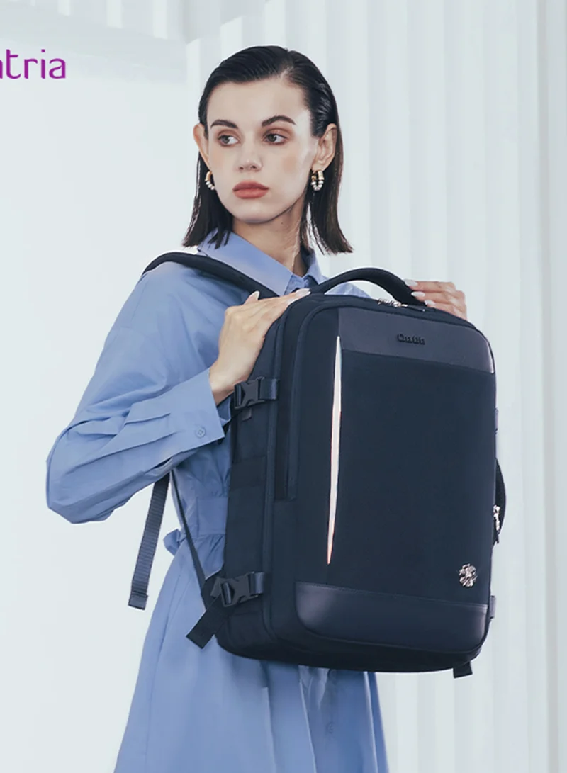 Chantria BLUE Expandable Premium Travel Backpack Water Resistant Multifunctional Backpack with Built in USB port and Headphone Jack for Women, CB00606- Blue  | Best Price UAE