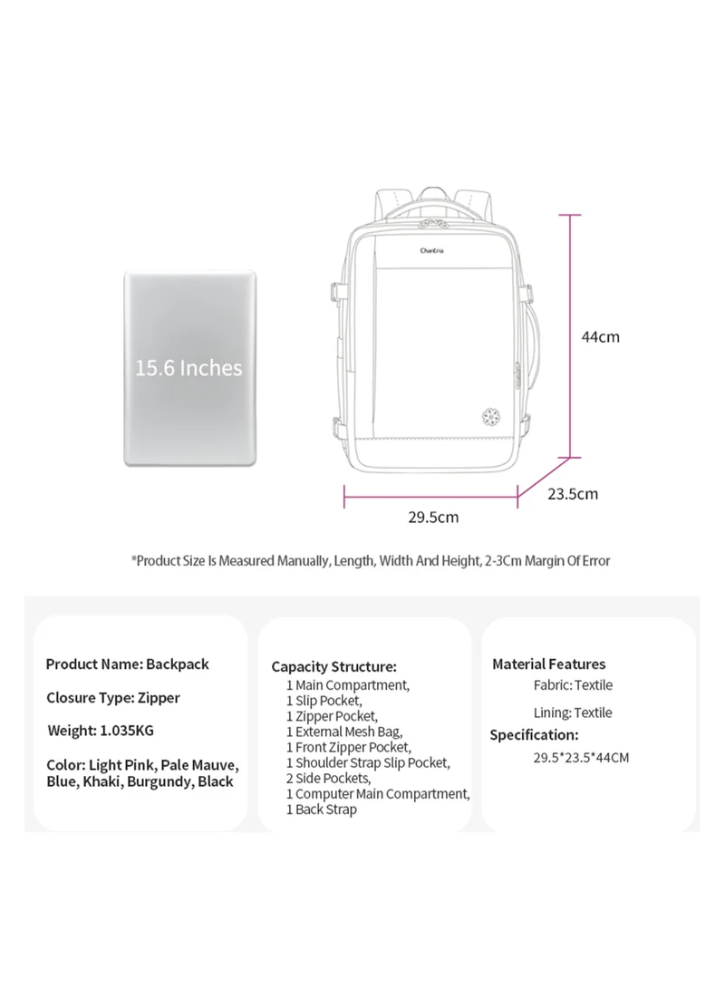 Chantria BLUE Expandable Premium Travel Backpack Water Resistant Multifunctional Backpack with Built in USB port and Headphone Jack for Women, CB00606- Blue  | Best Price UAE