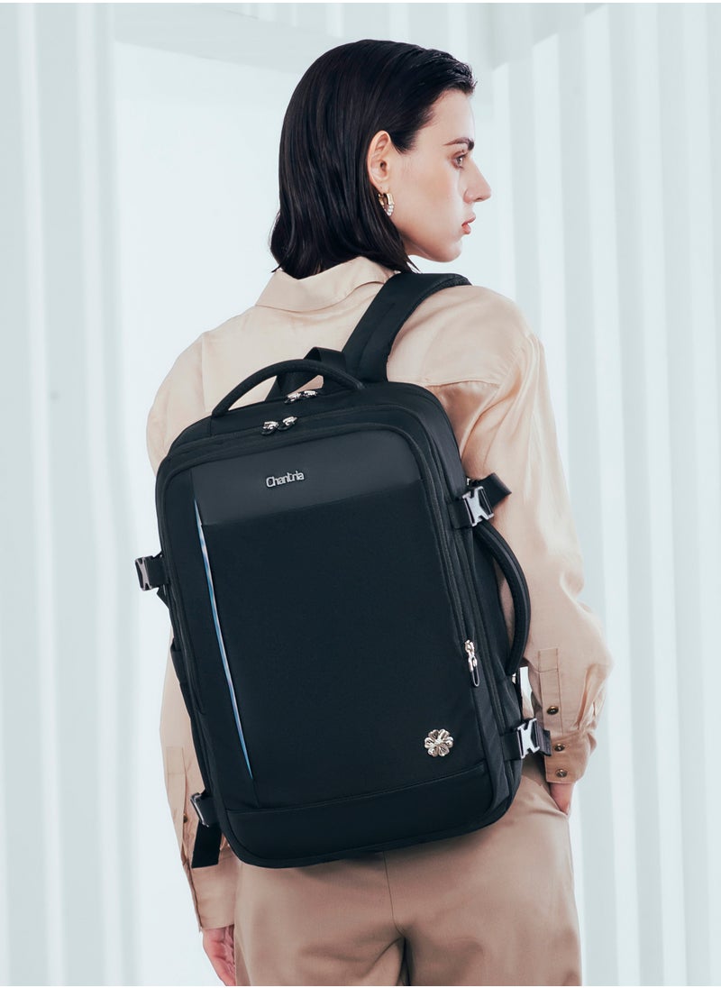 Chantria Expandable Premium Travel Backpack Water Resistant Multifunctional Backpack with Built in USB port and Headphone Jack for Women, CB00606- Blue  - Image 5