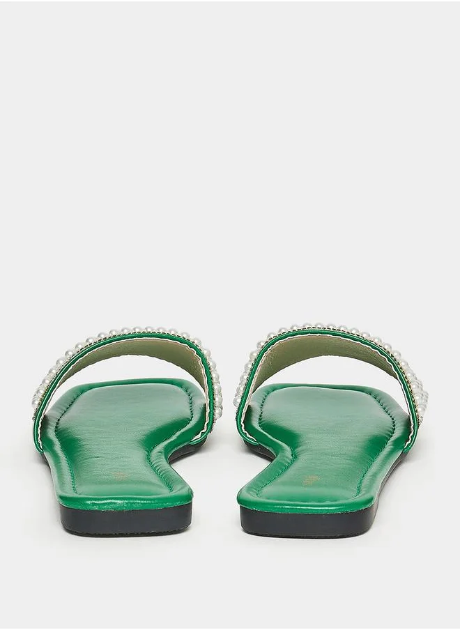 Styli Embellished Strap Flat Sandals