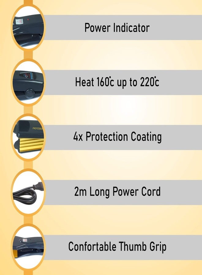 Professional Feel Neo Tress Gold Plate 4X Protection Hair Crimper, Hair Style Without Damage (Gold) - Image 2