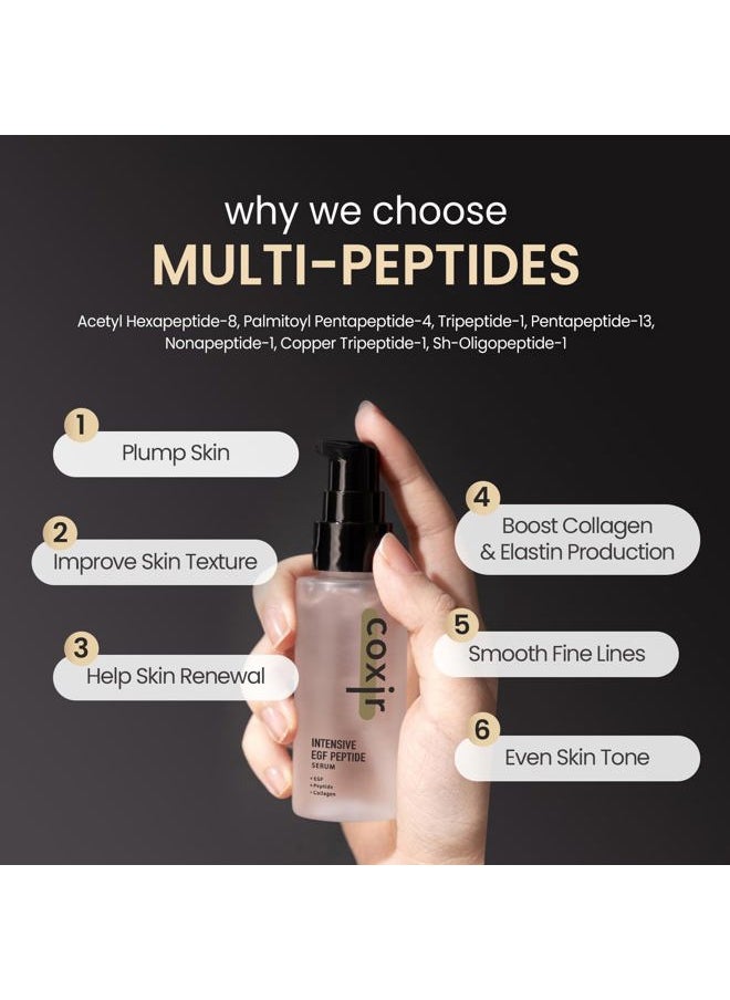 coxir INTENSIVE EGF PEPTIDE SERUM l EGF(Epidermal Growth Factor), Peptide, Niacinamide, Collagen l Firming l Korean Skincare (1.69 Fl Oz (Pack of 1))  - Image 3