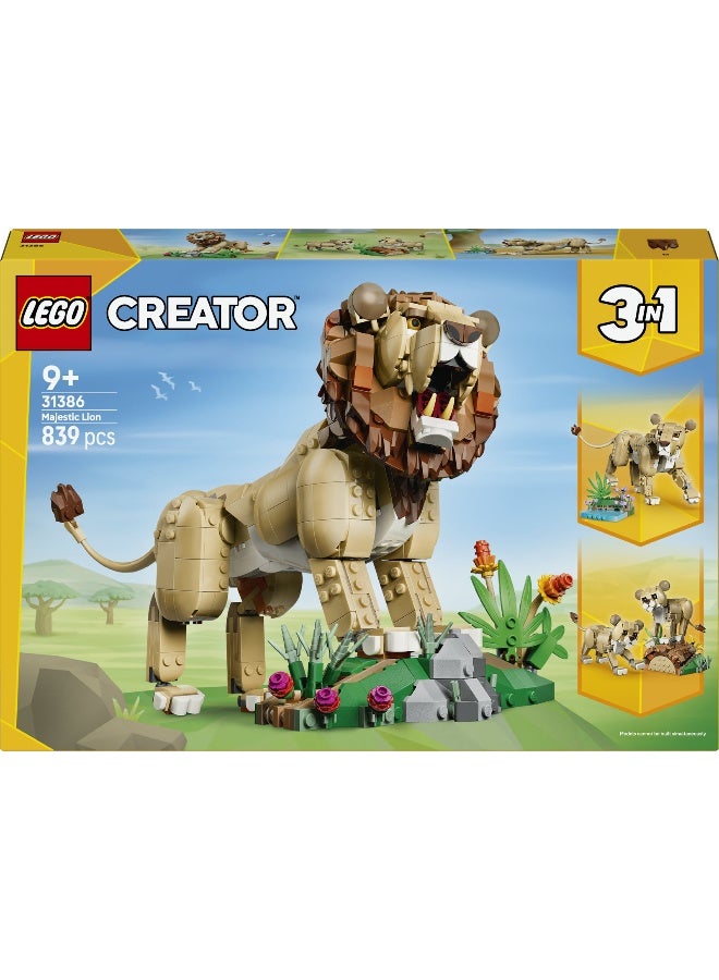 LEGO Creator 3 in 1 Wild Animals: Majestic Lion 31386 Building Toy Set (1074 Pieces) - Image 2