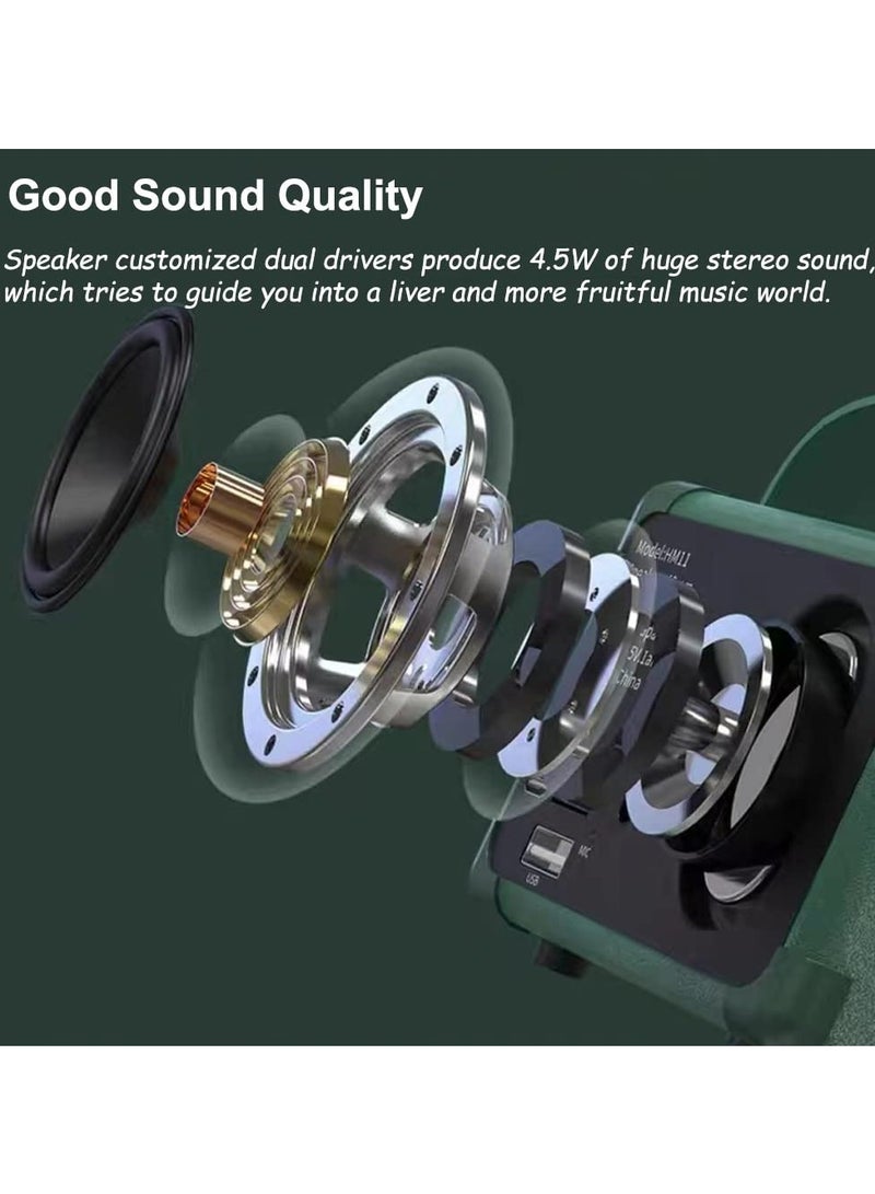 Bluetooth Speaker Mini Wireless Speaker,Outdoor Portable with Crystal Clear Stereo Sound Rich Bass, Retro for iPhone, Android Devices and Tablet Green - Image 3