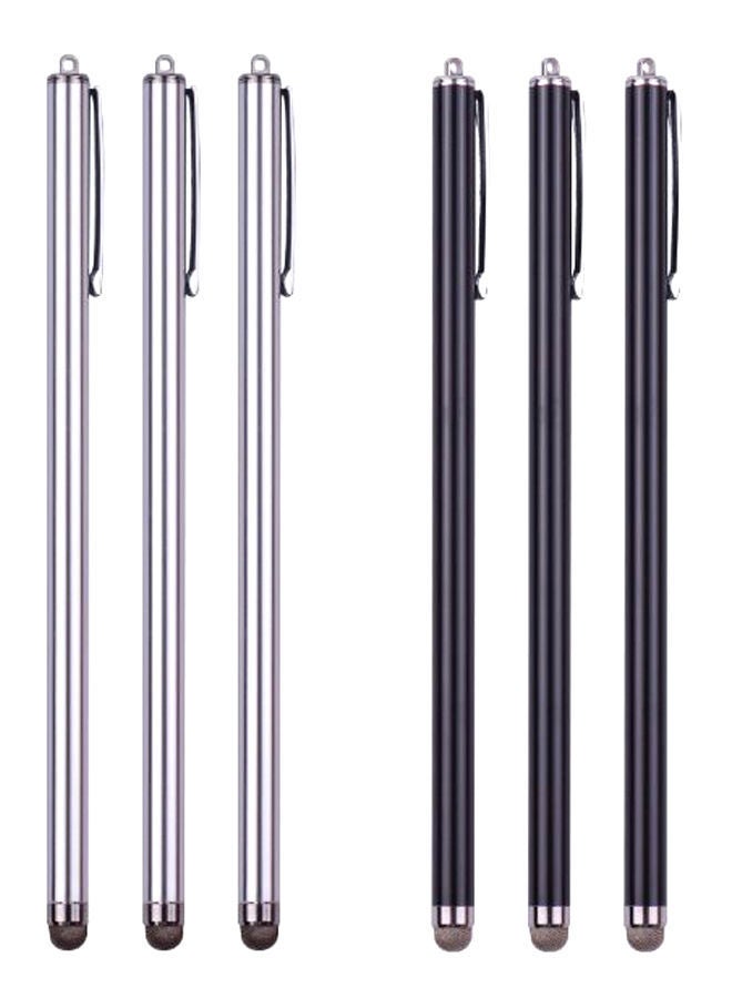 نيبمينينت طقم أقلام ستايلس عامة لشاشات اللمس مكون من 6 قطع أسود/ فضي