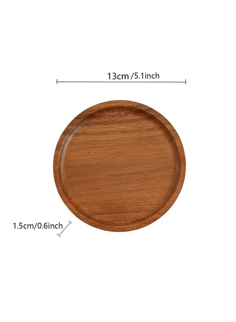 Y&D Wooden Coaster Bowl Mat 13cm Tea Set Coffee Cup Desktop Heat Insulation Mat Round Solid Wood Non-slip Wooden Coaster-Round 13cm * 13cm * 1.5cm  - Image 2