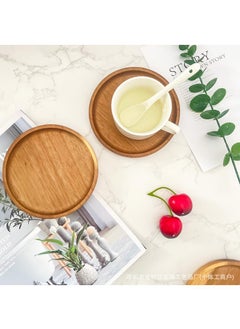 Y&D Wooden Coaster Bowl Mat 13cm Tea Set Coffee Cup Desktop Heat Insulation Mat Round Solid Wood Non-slip Wooden Coaster-Round 13cm * 13cm * 1.5cm  - Image 1